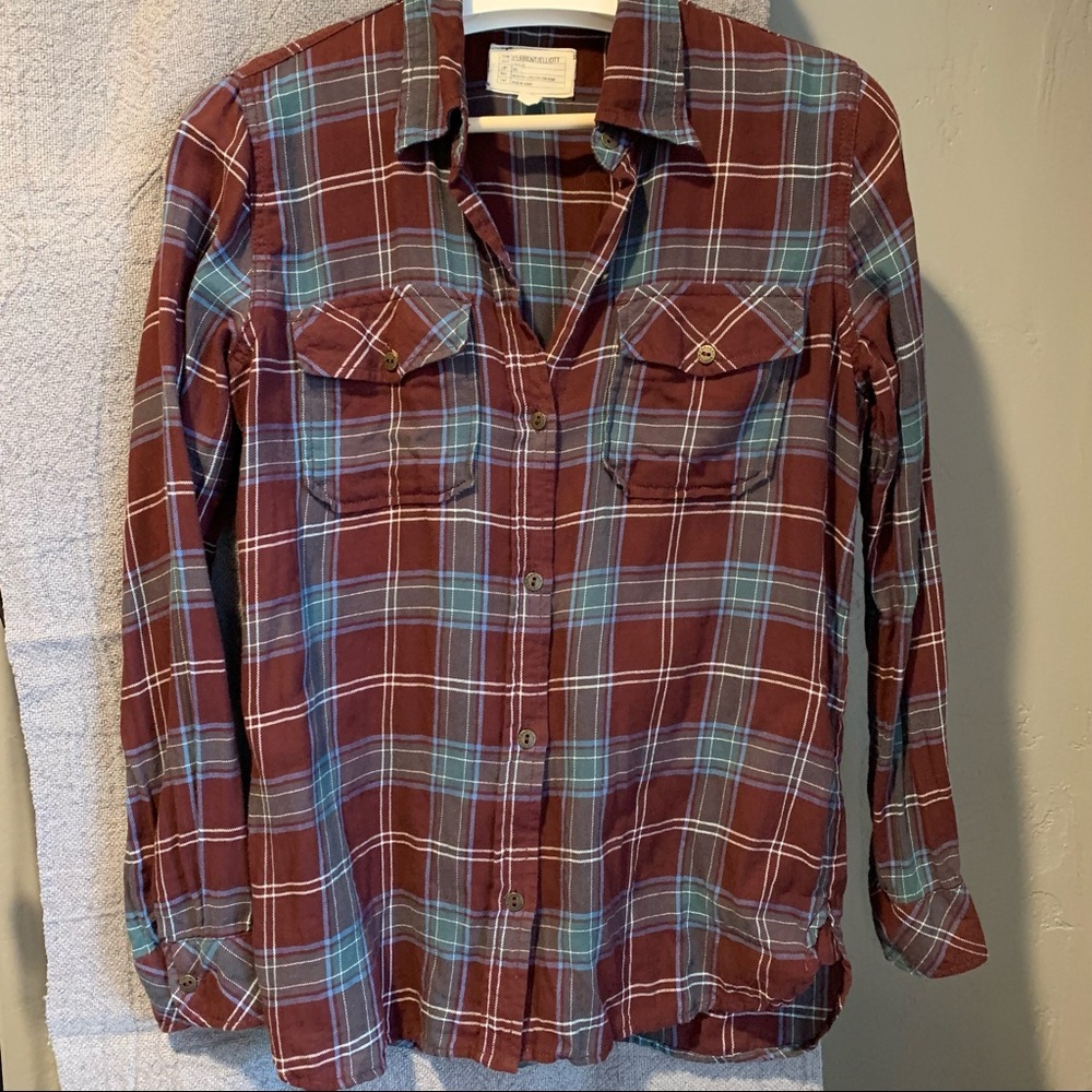 Current/Elliott plaid button down shirt. Size 2